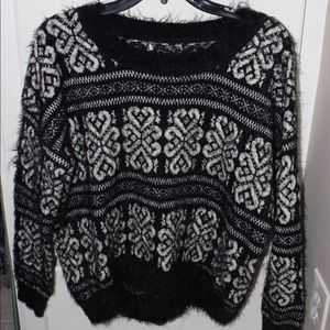 Black and White Fuzzy Sweater